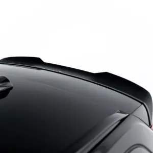 Close-up of a sleek black car roof and windshield viewed from above, highlighting smooth curves and glossy finish.