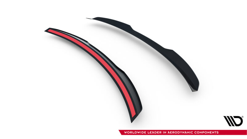 Two black, curved aerodynamic components with a red center stripe on a white background; branding is visible in the lower right corner.