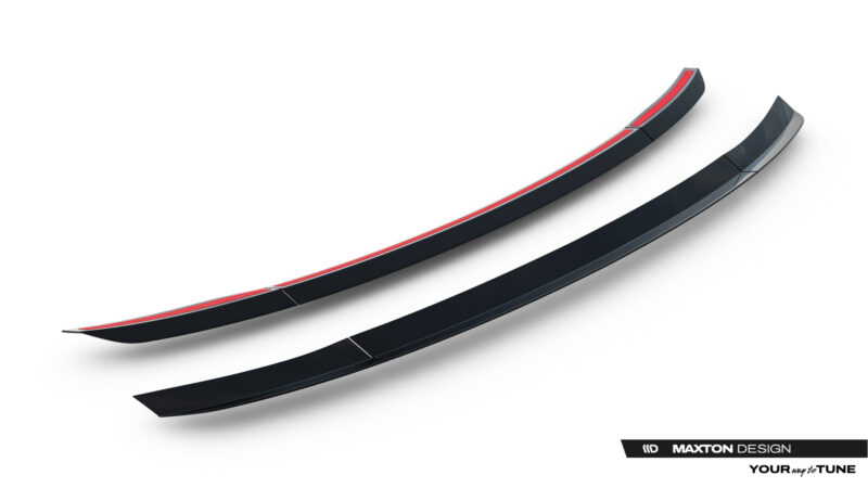 pol_po_Spoiler-Cap-Jaguar-F-Type-X152-Facelift-2-23971_9jpg - OPSHOLDERS Curved black car spoiler with red accent on a white background, Maxton Design branding at bottom right (advertisement product image).
