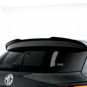 Rear view of a dark gray MG SUV with the MG badge, taillight strip, and rear spoiler visible at the bottom of the image.
