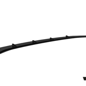 Long black curved automotive aero lip with mounting brackets along its length (bumper lip accessory).