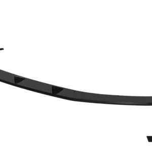 Curved black car spoiler with triangular mounting fins on a white background, branding visible at bottom right.