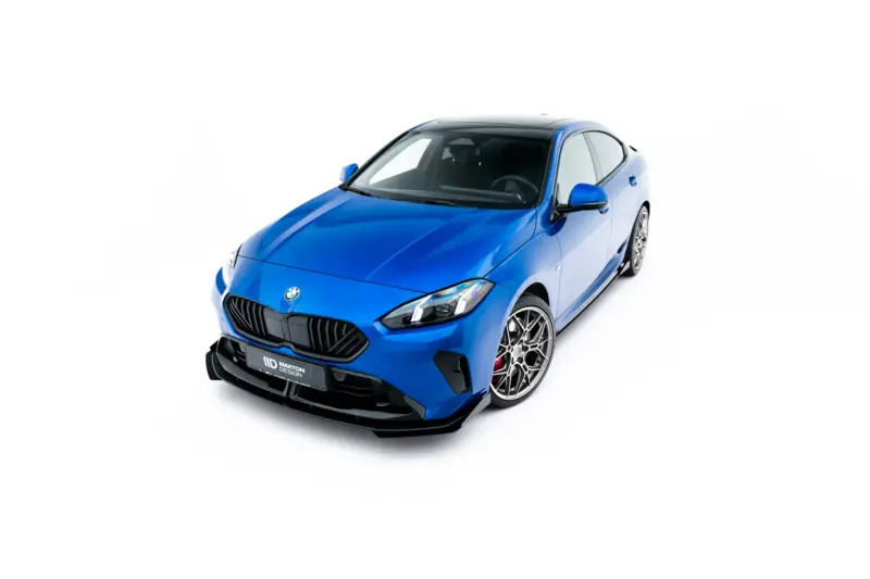 pol_po_Street-Pro-Front-Splitter-Flaps-BMW-2-M-Pack-M235i-Gran-Coupe-F74-23837_8webp - OPSHOLDERS Blue sports car photographed from front-left angle on a white background, showcasing sleek grille and sporty design