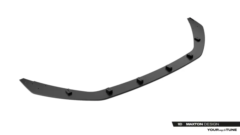 Curved black automotive underbody panel with multiple mounting brackets and bolt holes (trim/baffle piece).