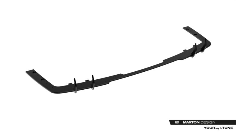 Long black curved metal mounting bracket with multiple holes and clamps for attachment