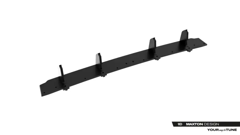 Long black mounting rail with four upright brackets, used to secure components on a vehicle, Maxton Design branding visible in the corner.