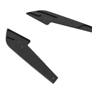 Two dark gray metal brackets with mounting holes, floating against a white background for assembly use