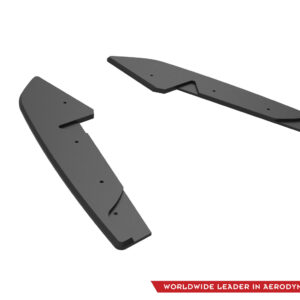 Two dark gray aerodynamic components with notches, floating on a white background; branding text at bottom reads 'Worldwide Leader in Aerodynamic Components'.