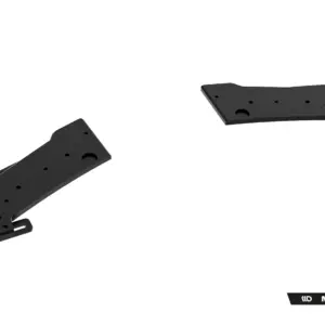 Two black metal mounting brackets with multiple holes, shown against a white background. They have folded ends for securing to a surface.