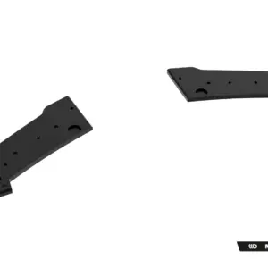 Two black curved mounting plates with multiple screw holes on a white background, showing a product rendering (Maxton Design).