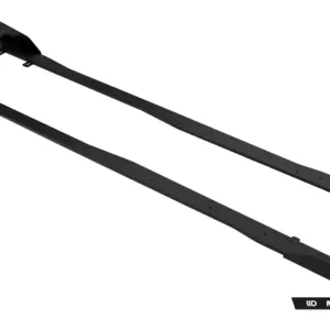 Two long black metal rails with mounting holes and end brackets, shown diagonally against a white background (branding at bottom right).