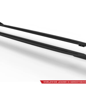 Two long black aerodynamic components with fins laid diagonally on a white background, brand logo in the bottom-right corner.