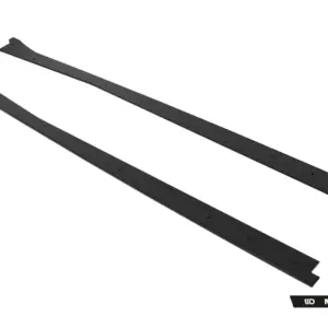 Two long black curved panels with mounting holes, laid diagonally on a white background (Maxton Design product).