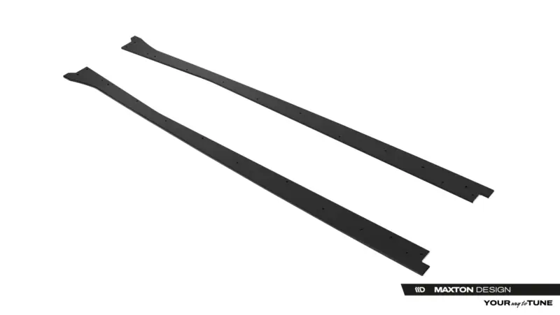 Two long black metal straps/brackets with multiple mounting holes, angled diagonally across a white background (product image)