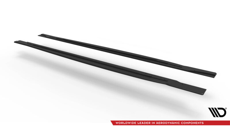 Two long black aerodynamic rails on a white studio backdrop, with a VD logo in the bottom-right corner.