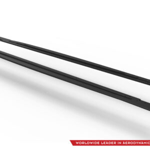 Two black rails laid diagonally on a white background, with a red tagline reading 'Worldwide Leader in Aerodynamic Components' and a logo in the bottom-right corner.