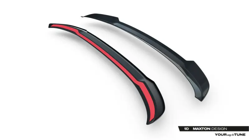 Promotional image showing a sleek black headset frame with a red stripe and the Maxton Design logo in the corner.