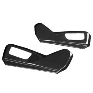 Pair of carbon fiber door sill trim panels with rectangular cutouts for a car interior