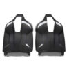 085A4337jpg - OPSHOLDERS Pair of black carbon-fiber-look panels with large, vertically oriented rectangular cutouts at the top, symmetrical and designed to fit a vehicle.