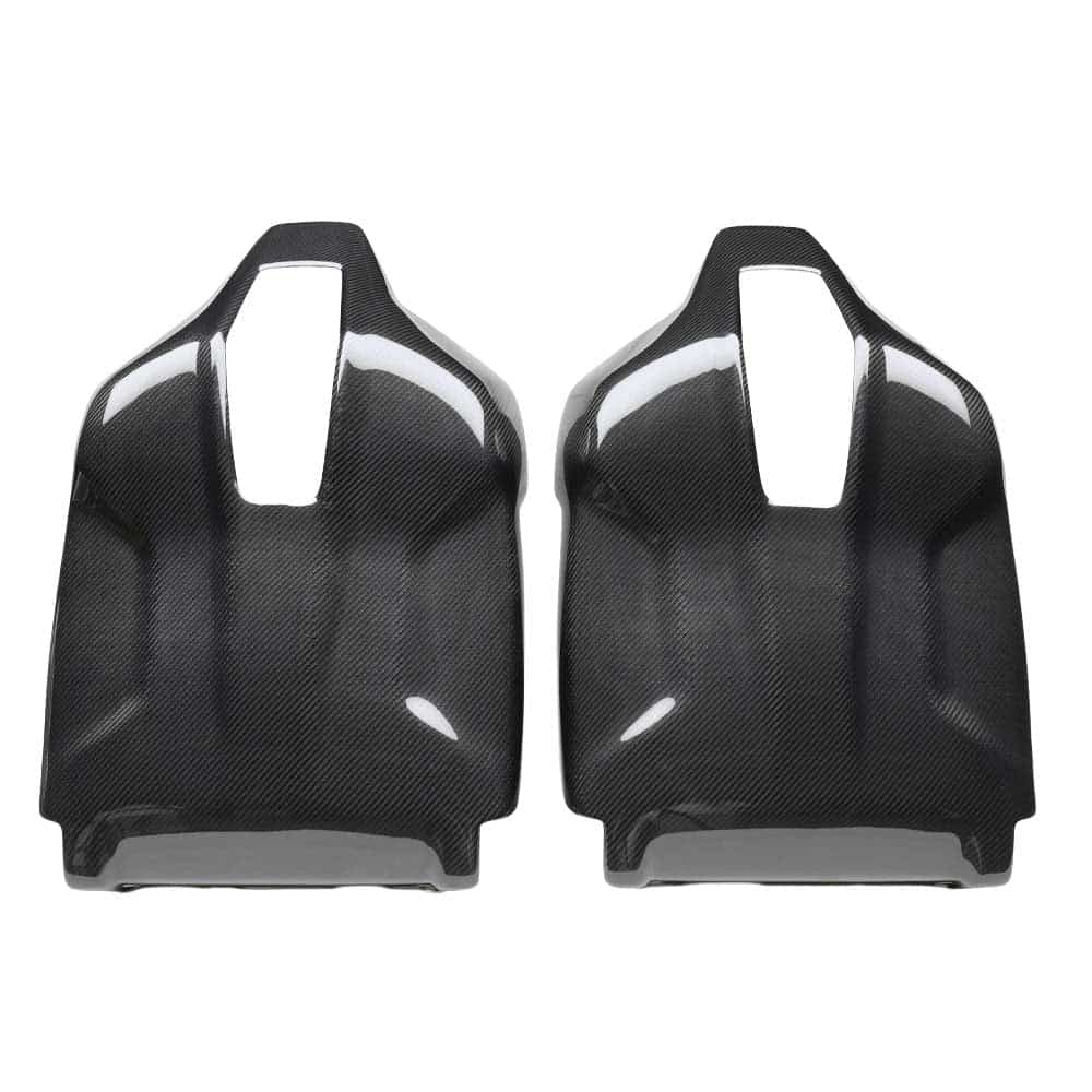 085A4337jpg - OPSHOLDERS Pair of black carbon-fiber-look panels with large, vertically oriented rectangular cutouts at the top, symmetrical and designed to fit a vehicle.