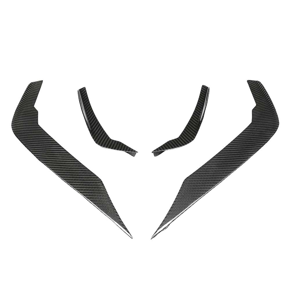 1_0691cc0b-3e34-4e3c-8dc0-fde76b8714b8jpg - OPSHOLDERS Carbon fiber car aero parts: two long curved side pieces and two small inner pieces arranged in a V shape.