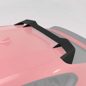 Close-up of a pink car roof with a black strap securing a roof rack or accessory on top (tie-down strap).