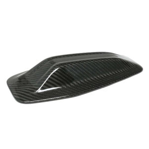 Carbon fiber car roof spoiler with an aerodynamic curved design (side view).