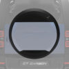 30_8a21b478-242c-44e2-9804-d41852d89324jpg - OPSHOLDERS Rear of a SUV (Defender) showing a large circular carbon-fiber spare wheel cover on the tailgate, with 'DEFENDER' embossed on the cover and 'GT CARBON' plate visible below.