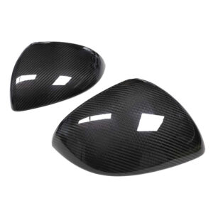 Pair of black carbon fiber car mirror caps for a sleek vehicle upgrade
