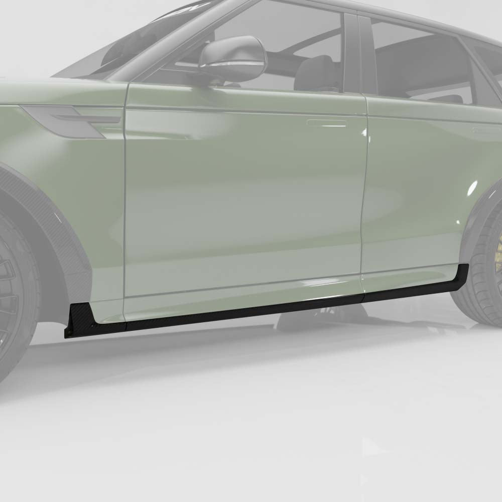 40jpg - OPSHOLDERS Side view of a green car highlighting the low black side skirt/air dam along the rocker panel