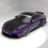43_f20a967d-7eef-473c-b753-c5ad2422f100jpg - OPSHOLDERS Purple Porsche sports car in a white studio, black hood and large rear wing with GT Carbon decals on windshield area