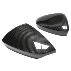 Pair of glossy carbon-fiber-style car side mirror caps for a vehicle