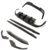 AUDI-A3S3-8Y-SPORTBACK-FULL-CARBON-FIBRE-KIT-CT-DESIGN_f2441b27-37f0-4bfc-9566-a4827170fed7jpg - OPSHOLDERS Carbon fiber car body kit parts laid out on white background: front splitter, side skirts, and rear diffuser components