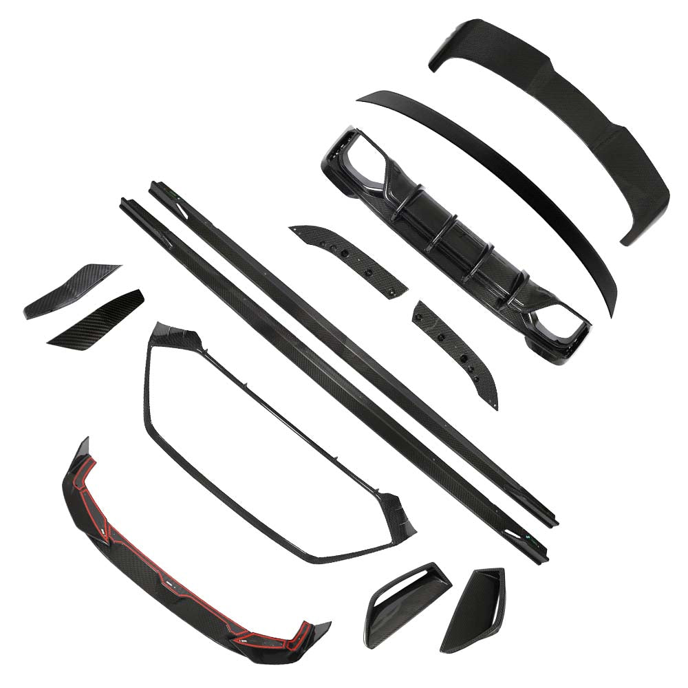 AUDI-RS6-AVANT-FULL-CARBON-FIBRE-KIT-CT-DESIGN-V2-10_d9056d84-5bd8-476e-a91a-624033d5b035jpg - OPSHOLDERS Carbon fiber car body kit laid out flat: front splitter, side skirts, rear diffuser, wing, canards and mounting pieces