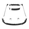 BMW-F40-1-SERIES-GLOSS-BLACK-KIT-MP-STYLE_c430b9fb-05b4-4fd3-8fce-3fb08c6c4ce1jpg - OPSHOLDERS Assorted black car body panels laid out on a white background, including a front bumper cover, side rails, and rear spoiler pieces.