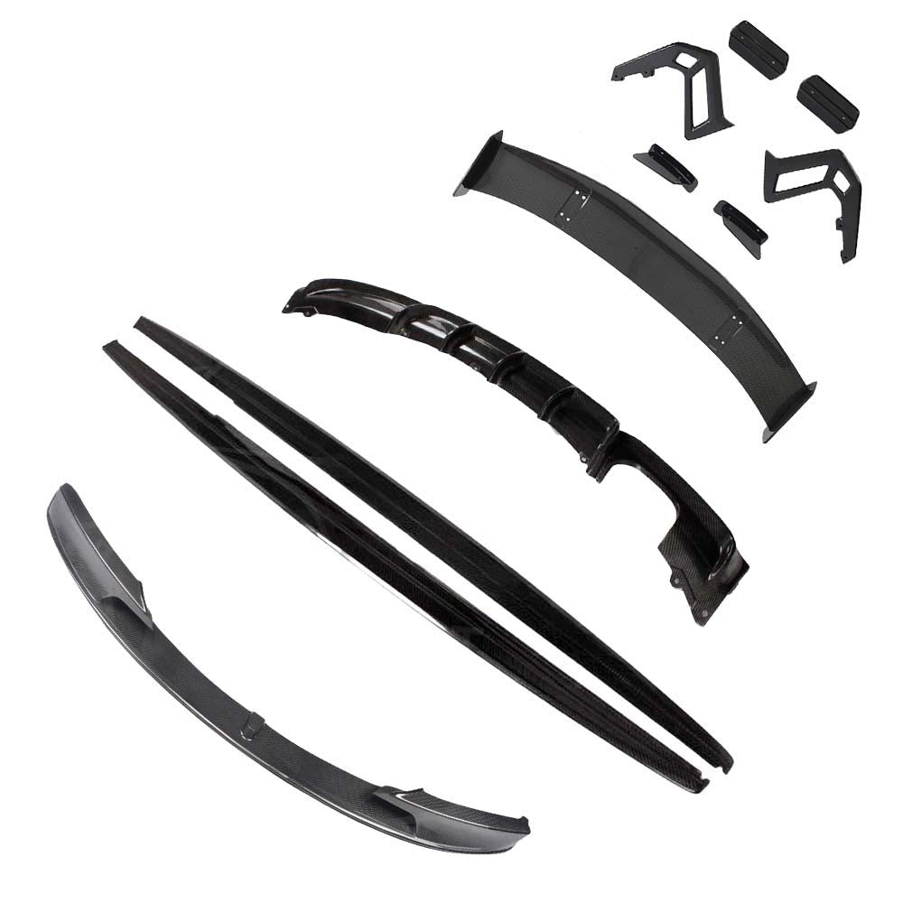 BMW-F87-M2M2C-F22-2-SERIES-CARBON-FIBRE-SWAN-NECK-WING-CT-DESIGN-16_68c7b883-dba6-4035-b62f-892a7ce6a59ajpg - OPSHOLDERS Disassembled windshield wiper blade kit with blades, frame, and mounting adapters.