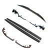 BMW-G90-M5-G60-5-SERIES-2023-CARBON-FIBRE-SPOILER-CT-DESIGN-9_72b29b5a-3672-4568-9df7-74c7d81b9a7ejpg - OPSHOLDERS Full carbon fiber car body kit parts laid out: long splitter pieces, side skirts, and curved rear diffusers with mounting hardware.