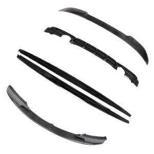 Set of assorted windshield wiper blades and arm assemblies laid out on a white background.