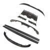 BMW-M3M4-F80-F82-F83-PRE-PREG-CARBON-FIBRE-SPLITTER-GT-STYLE_f546e71d-d3a2-415f-b0ed-499dd7237731jpg - OPSHOLDERS Set of carbon fiber automotive body parts laid out, including front lip, side skirts, bumper components, and rear diffuser.