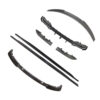 BMW-M44-SERIES-G82G22-PRE-PREG-CARBON-FIBRE-SPOILER-DA-STYLE-2_3c4991b4-619f-4f0e-9a0c-0974bb5b9da1jpg - OPSHOLDERS Assorted black carbon-fiber automotive bumper and side trim parts laid out on a white background.