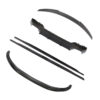 BMW-M44-SERIES-G82G22-PRE-PREG-CARBON-FIBRE-SPOILER-DA-STYLE_05c2523a-c91c-42d8-8200-53e1f7ed1397jpg - OPSHOLDERS Set of carbon fiber car aero kit parts laid out, including front lip spoiler, side skirts, and a curved rear lip on white background.