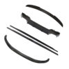 BMW-M44-SERIES-G82G22-PRE-PREG-CARBON-FIBRE-SPOILER-DA-STYLE_b1fead38-0cb5-448e-8db9-a496400893fdjpg - OPSHOLDERS Carbon fiber car body kit parts laid out: curved spoiler lip, long side trim pieces, and supporting mounting strips for aero body kit