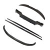 BMW-M44-SERIES-G82G22-PRE-PREG-CARBON-FIBRE-SPOILER-DA-STYLE_f1725a95-8e33-49f7-a7ba-e8b17f281c07jpg - OPSHOLDERS Set of carbon fiber car body kit parts: front bumper lip, side skirts, and curved diffuser sections laid out.