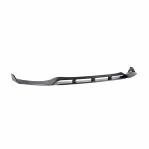Carbon fiber front lip spoiler for a car, an elongated curved aerodynamic accessory on the bumper