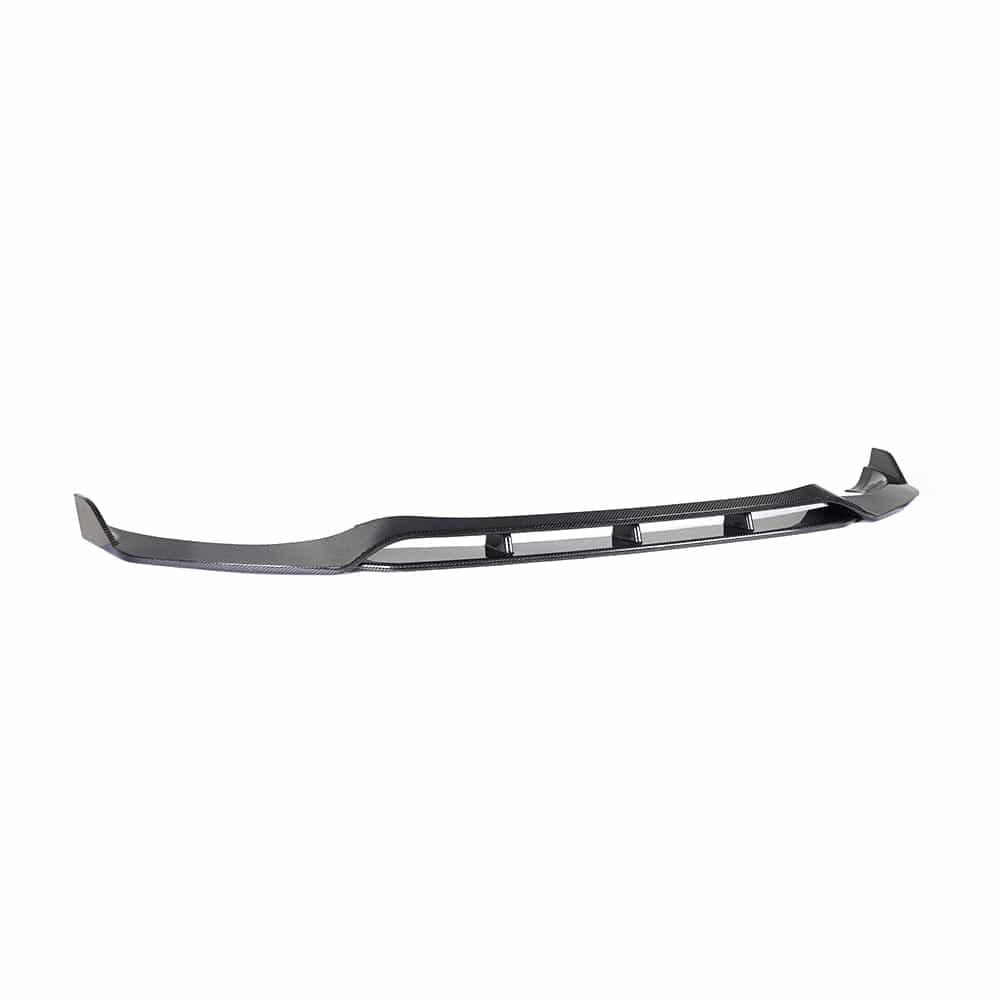 BMW-X3-G01-CARBON-FIBRE-SPLITTERjpg - OPSHOLDERS Carbon fiber front lip spoiler for a car, an elongated curved aerodynamic accessory on the bumper