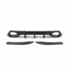 Partial black carbon-fiber car grille laid flat on a white background, showing curved edges and mounting tabs