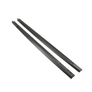 Pair of black windshield wiper blades laid parallel on a white background (car maintenance accessory)