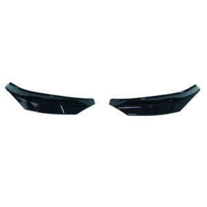 Pair of black glossy car trim pieces facing opposite directions, curved and angular in design.