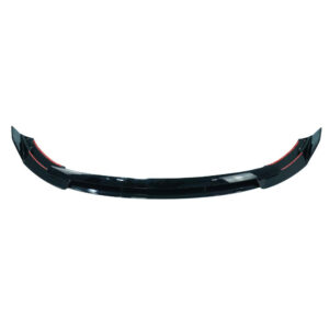 Black curved car bumper lip spoiler with red accents, likely a front or rear aero diffuser part