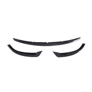 Carbon fiber car spoiler kit with a long central lip and two curved side pieces.